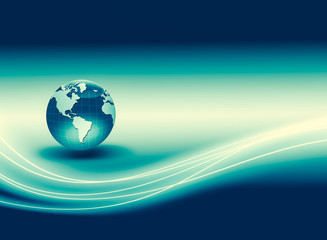 Best Internet Concept of global business. Globe, glowing lines on technological background. Wi-Fi, rays, symbols Internet, 3D illustration