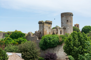 Fototapeta na wymiar Nepi in Lazio, Italy. Borgia Castle, a 15th-century reconstruction of a feudal manor. It has massive walls and four towers