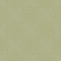 Olive green geometric ornament. Seamless pattern