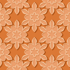 Seamless pattern. Floral orange 3d background