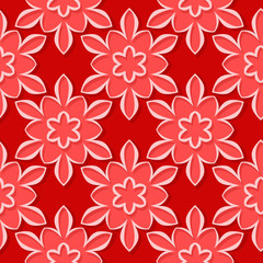 Obraz premium Seamless pattern. Floral red 3d background