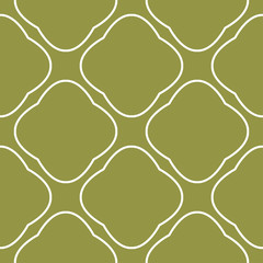 Olive green and white geometric print. Seamless pattern