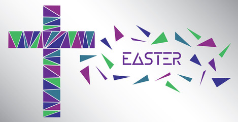 Modern Low Poly Easter Cross Vector
