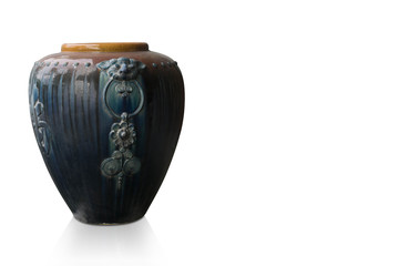 Di cut Ceramic Jar on white background,copy space