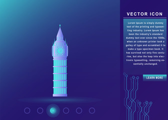 Big Ben of London Old architecture landmark icon