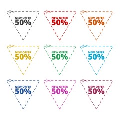 New offer 50%, Commerce concept icon, color icons set