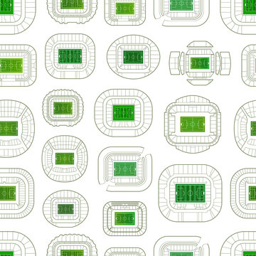 World championship stadiums vector background. Vector seamless pattern