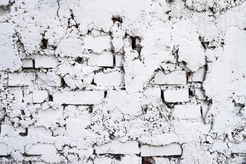 White brick wall. Grunge background