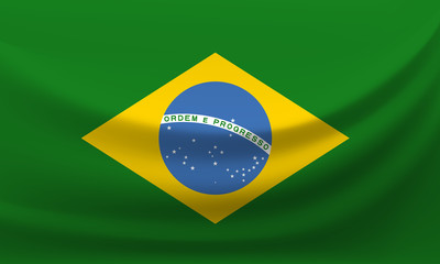 Waving national flag of Brazil. Vector illustration