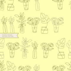 Natural Seamless Pattern,Doodle Design Element,Hand drawing Print