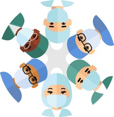 Medicine set of medical people, doctor and nurse. Vector illustration of a medical team, doctor, practitioner, physician, nurse.
