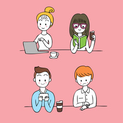 Cartoon cute happy day people vector.