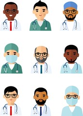 Medicine set of avatar medical people, doctor and nurse. Vector illustration of a medical man, doctor, practitioner, physician, nurse.
