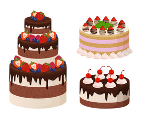 Sweet Bakery Collection Poster Vector Illustration