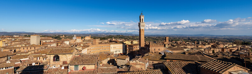 Fototapeta na wymiar Cityscape of Siena with the Torre del Mangia, Tuscany, Italy 