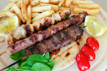barbecue, barbecue meat on a stick, souvlaki	