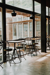 empty table and chair in restaurant and cafe