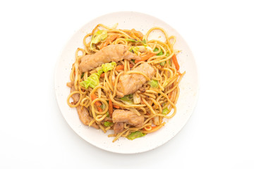 stir-fried yakisoba noodle with pork