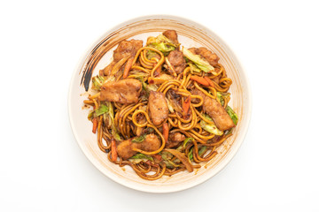 stir-fried yakisoba noodle with pork