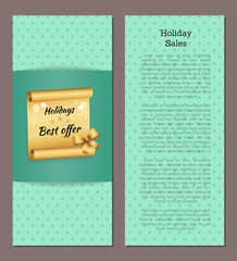 Holidays Sale Poster with Golden Scroll Best Offer