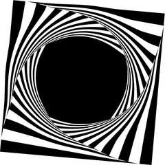 Abstract decorative background with a spiral and black hole in a black  - white colors 