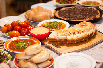 Shot of homemade food at the table during family holiday