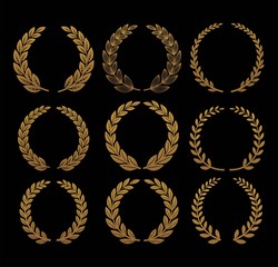 Gold laurel set vector