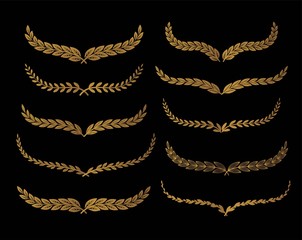 Gold laurel set vector