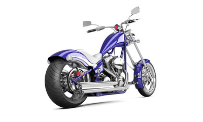 3D render biker motorcycle on a white background