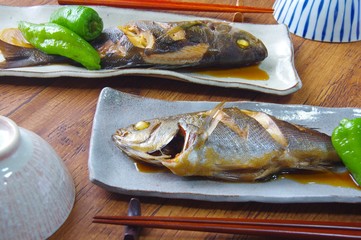 イサキの煮つけ　家庭料理