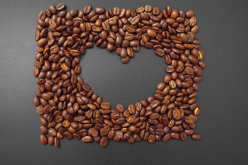 cereal coffee in bulk on a black background.