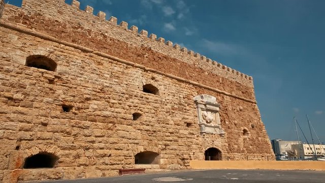 Wide angle shot of the famous Venetian Koules Fortress in Heraklion, Crete, Greece