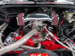 Fototapeta na wymiar Hot Rod Carburetor Dual Air Filters