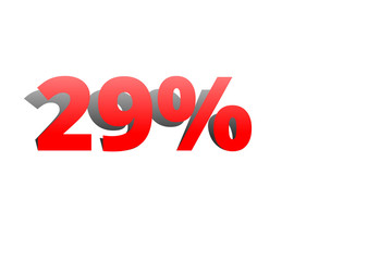 29% rote Prozentzahl mit Schatten auf weißem Hintergrund