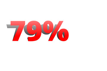 79% rote Prozentzahl mit Schatten auf weißem Hintergrund