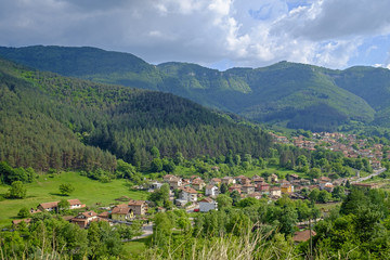 Fototapeta na wymiar Mountain village surrounded by forest 2