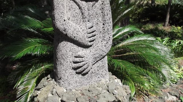 Dol hareubang, also called tol harubang, hareubang, or harubang - Traditional Statue Guard of Jeju Island in South Korea. Sculpture Made of Volcanic Rock