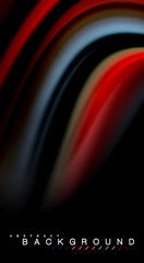 Fluid rainbow colors on black background, vector wave lines and swirls