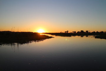 Sunset and the Okavango delta