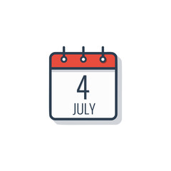 Calendar day icon isolated on white background. July 4.