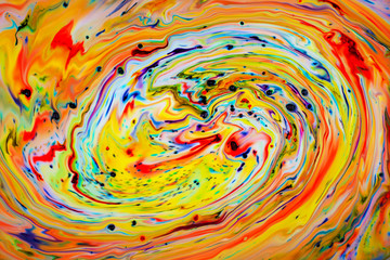 Fototapeta na wymiar Colorful abstract acrylic painting. Natural dynamic mixture of oil colored pigments fluid flow background. Naturally blurred.