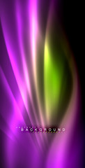 Neon glowing wave, magic energy and light motion background