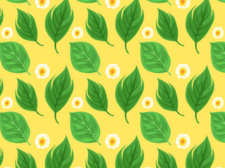 Flower and Leaves Seamless Pattern