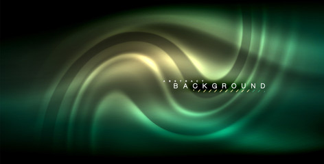 Neon glowing wave, magic energy and light motion background