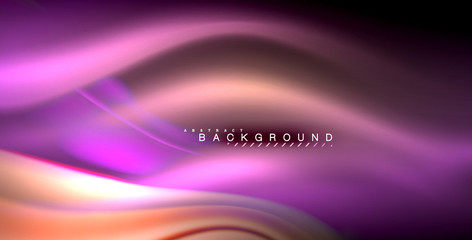 Neon glowing wave, magic energy and light motion background