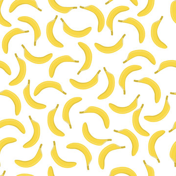 Seamless background with yellow bananas. flat illustration.