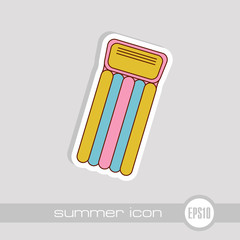 Floating mattress on beach icon. Summer. Vacation
