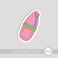 Torpedo rescue lifeguard buoy icon. Summer