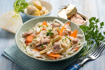 salad with fennel mackerel artichoke and carrot