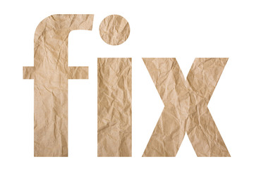 fix word with wrinkled paper texture